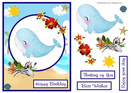 Whale birthday greeting card