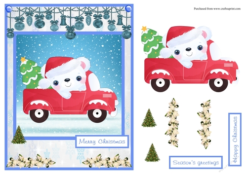 Cute white bear Christmas greeting card