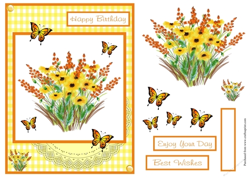 Yellow and Orange flowers greeting card