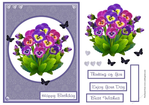 Lilac pansies greeting card
