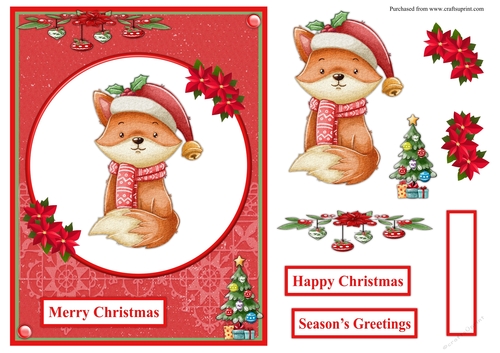 Fox Christmas greeting card