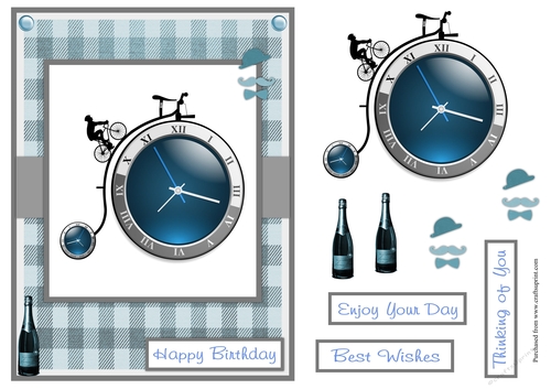 Male time and bicycle greeting card