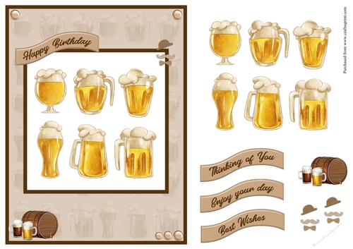 Watercolour beer glasses greeting card