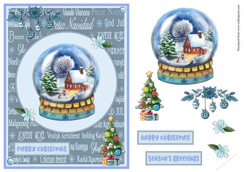 Snowglobe with Snowman Christmas greeting card