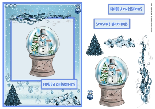 Snowglobe with snowman Christmas greeting card