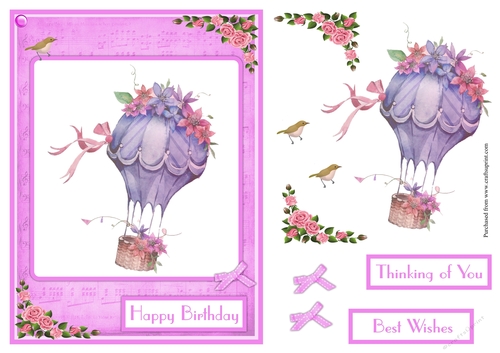Air balloon birthday greeting card