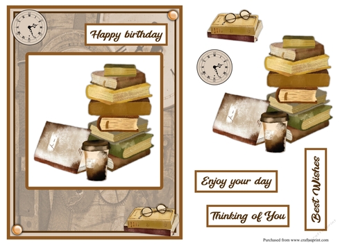 Books and time birthday greeting card