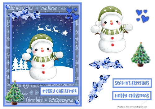 Happy Snowman Christmas greeting card