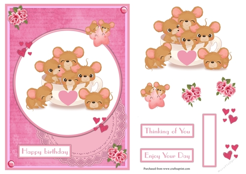 Playful Mice Birthday Greeting Card