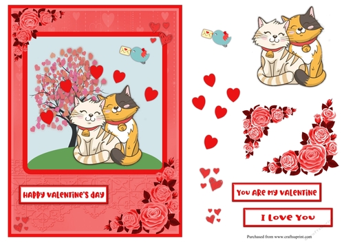 Cats couple Valentines day greeting card