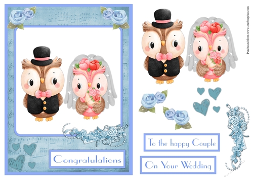 Owls wedding greeting card