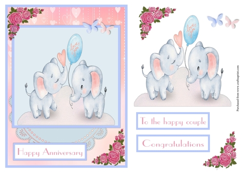 Elephants Anniversary Greeting Card