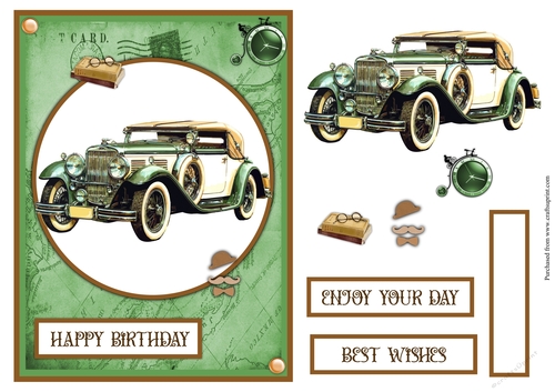 Old car male greeting card