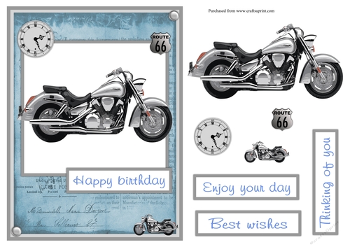 Motorcycle male birthday greeting card