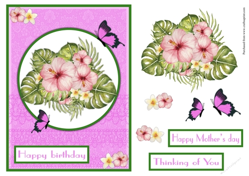 Hibiscus birthday greeting card, also Mothers day