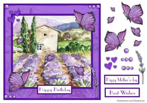 Provence and lavender birthday greeting card, also for Mothers day