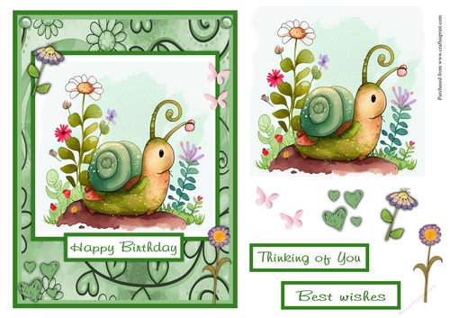 Snail birthday greeting card 