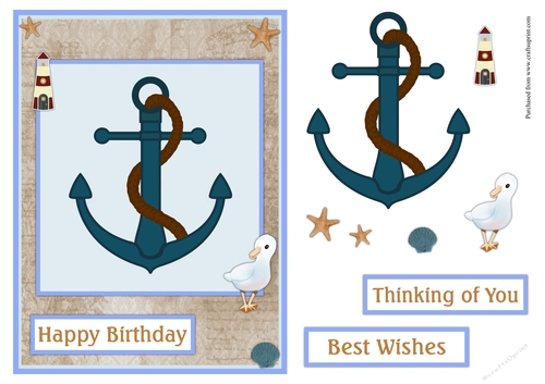 Male birthday greeting card with anchor