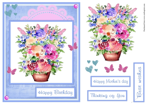 Flowers and butterflies birthday greeting card