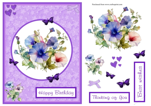 Petunias flowers birthday greeting card