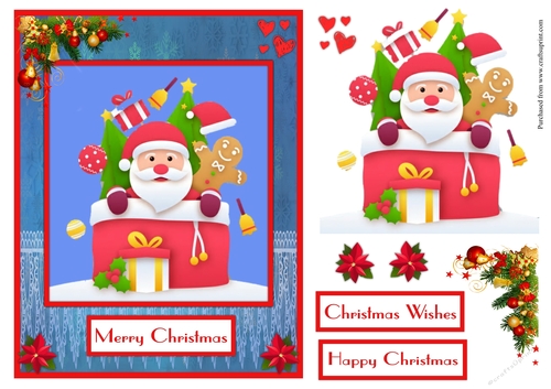 Christmas Santa with gifts greeting card