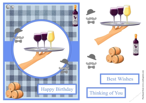 Wine glasses male birthday card