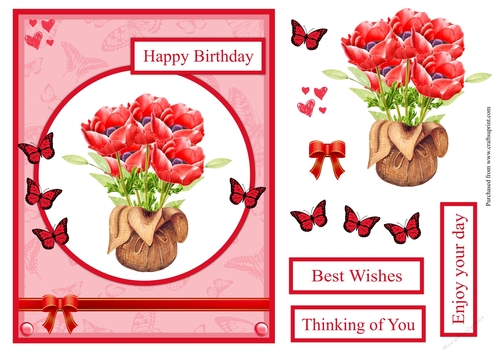 Poppies birthday greeting card