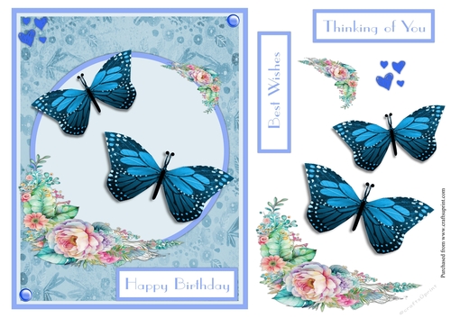 Blue butterflies greeting card