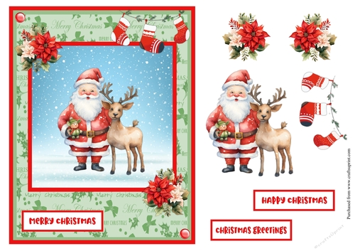 Santa Claus and reindeer greeting card