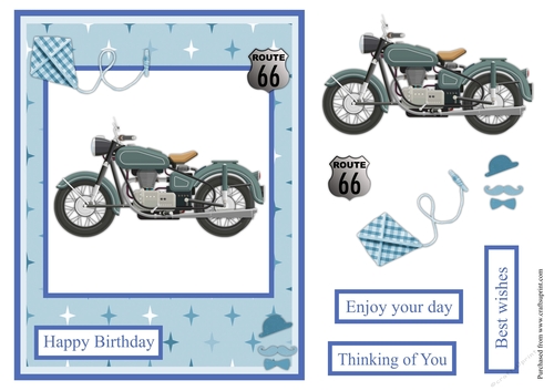 Male greeting card with motorcycle image