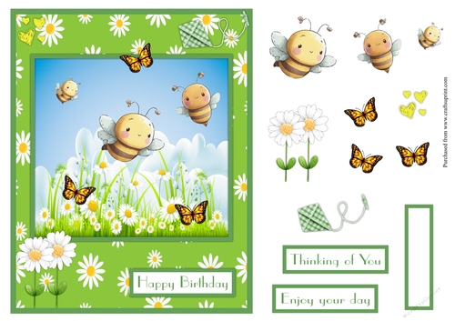 End of Summer bees and butterflies greeting card