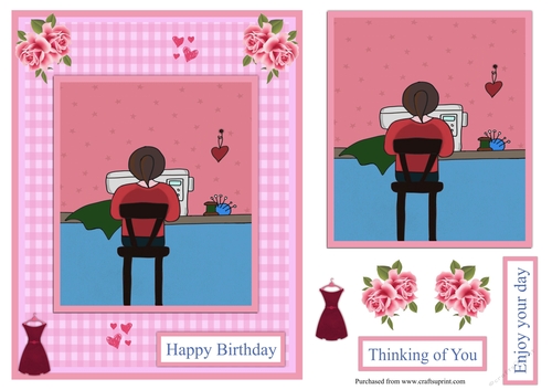 Dress maker birthday greeting card
