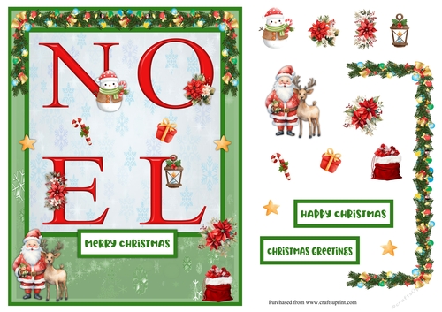 Noel word Christmas greeting card