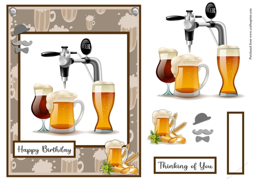 Beer glasses male greeting card