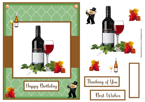 Wine and greetings male greeting card