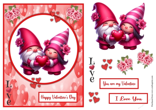 Gnome Valentines day greeting card