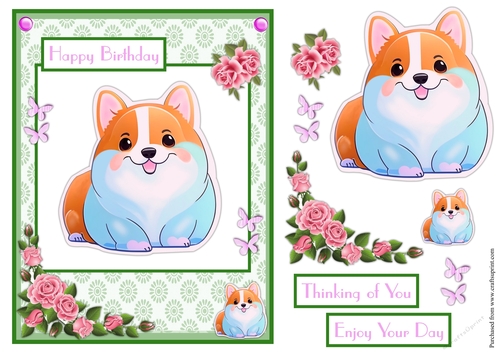 Corgi birthday greeting card