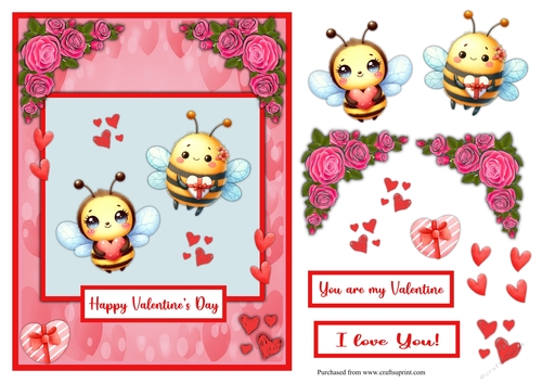 Bees couple Valentines day or romance greeting card