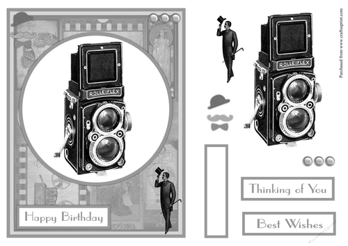 Vintage camera Rolleiflex greeting card