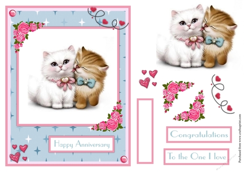 Cats couple anniversary greeting card
