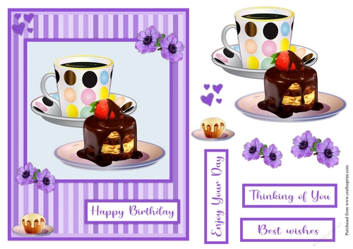 Female coffee and cake greeting card