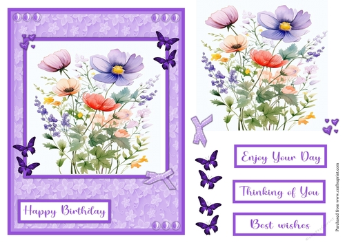 Bunch of Springly flowers greeting card