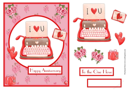 Anniversary writing machine greeting card