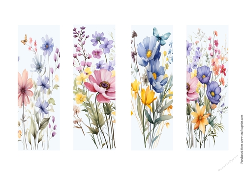 Bookmarks with flowers and butterflies