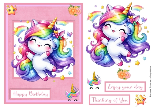 Feisty Unicorn birthday greeting card