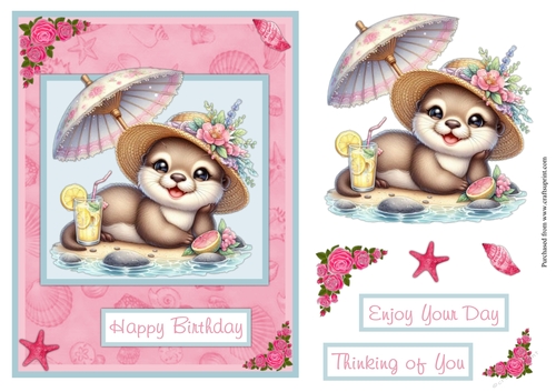 Otter birthday greeting card
