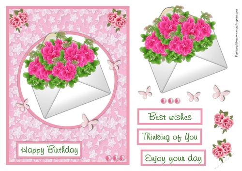 Geranyum in envelope greeting card