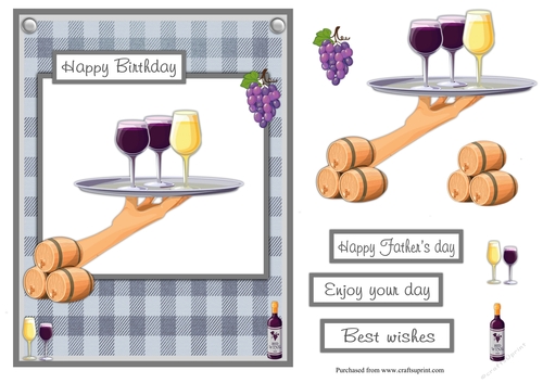 Glasses of wine male greeting card