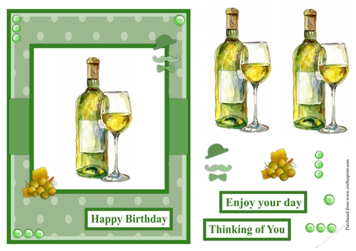 Bottke of White wine male greeting card