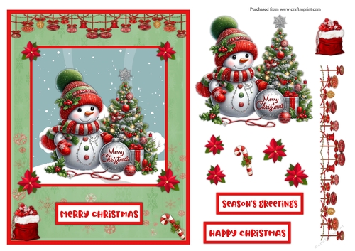 Christmas snowman greeting card